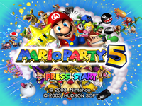 The title screen for Mario Party 5.