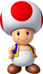 Artwork of Toad in New Super Mario Bros. Wii (also used in New Super Mario Bros. 2 and Mario & Sonic at the Rio 2016 Olympic Games)