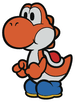 An Orange Yoshi in Paper Mario: Color Splash.