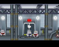 An X-Naut PhD in the sublevel 2 corridor during the Peach intermission after Chapter 3.