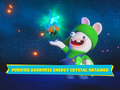 Rabbid Luigi obtaining a Purified Darkmess Energy Crystal in Mario + Rabbids Sparks of Hope