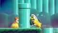 Daisy and a Sledge Bro-like enemy pushing a Warp Pipe