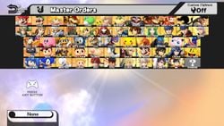 Full character select screen for Super Smash Bros. for Wii U