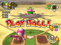 The start of an Exhibition Match in Mario Superstar Baseball