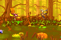 Dixie Kong about to throw a crate at a Kaboing in Krockhead Klamber in the Game Boy Advance version