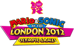 English logo for Mario & Sonic at the London 2012 Olympic Games, for use on white backgrounds