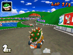 Bowser driving on the course