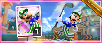 Luigi (Golf) from the Spotlight Shop in the 2023 Summer Tour in Mario Kart Tour