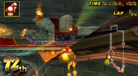 Funky Kong clips through the wall in Bowser's Castle.