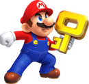 Mario holding a Key in Mario vs. Donkey Kong on Nintendo Switch.