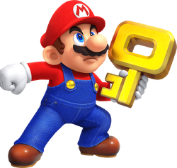 Mario holding a Key in Mario vs. Donkey Kong on Nintendo Switch.