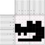 Recreation of the solution of second picross puzzle in Super Donkey Kong with Mario 2