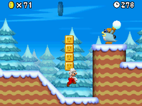 Mario hitting a Platform Block in World 5-1.