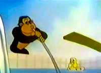 Donkey Kong drains the pool in the Saturday Supercade episode "Gorilla My Dreams"