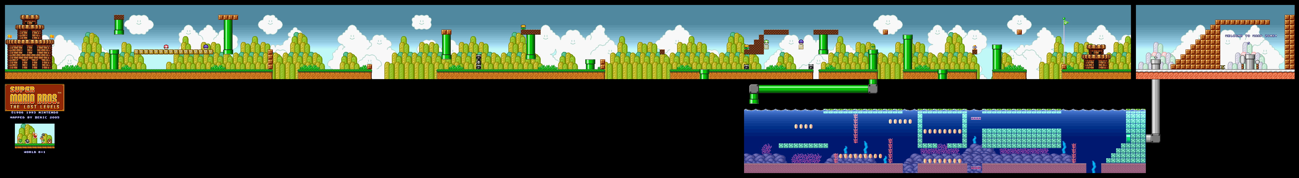 Map of World 8-1 (Super Mario All-Stars version)