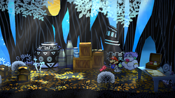 Mario near the Red Key after it was dropped by a X-Naut in The Great Tree of Paper Mario: The Thousand-Year Door for Nintendo Switch.