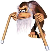 Artwork of Cranky Kong from Donkey Kong Country 2: Diddy's Kong Quest.