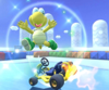The icon of the Koopa Troopa Cup challenge from the Valentine's Tour and the Baby Peach Cup challenge from the Cat Tour in Mario Kart Tour