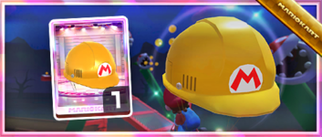 The Yellow Hard Hat Balloon from the Spotlight Shop in the 2023 New Year's Tour in Mario Kart Tour