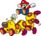 2D artwork of Mario jumping on a Wiggler