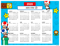 Mushroom Kingdom 2020 Calendar Creator Super Mario Wiki the Mario