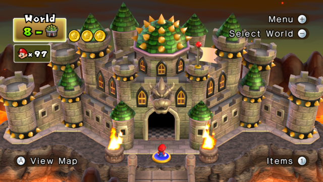 File:NSMBW Bowser's Castle World Map Screenshot.png - Super Mario Wiki ...