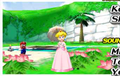 Peach and Mario look things over on the mountain of Noki Bay.
