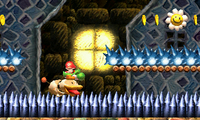 The level See Poochy Run! from Yoshi's New Island