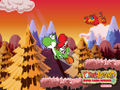 Yoshi and Baby Mario escaping from Kamek's Toadies
