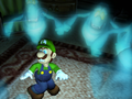 Unused blue ghosts circling Luigi in the upper left area inside the early Parlor, similar to how Boolossus' minions did.