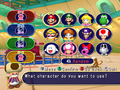 The character selection screen in Minigame Cruise (all characters available)