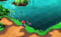 Mario in Melody Bay, as seen in the Nintendo Switch remake