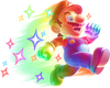 Artwork of Invincible Mario from New Super Mario Bros. Wii. It saw subsequent use in New Super Mario Bros. 2, New Super Mario Bros. U, Super Mario 3D World and Super Mario Bros. Wonder.