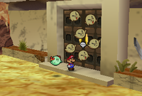 Boos blocking the door of Tubba Blubba's Castle in Paper Mario