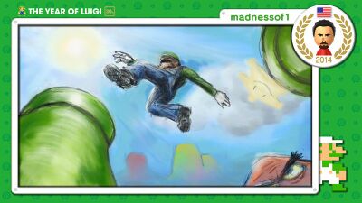 The Year of Luigi art submission created by Miiverse user madnessof1 and selected by Nintendo