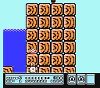 The giant wood block wall in World 4-4 of Super Mario Bros. 3