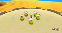 Pokey Heads surrounding Mario in the Dusty Dune Galaxy