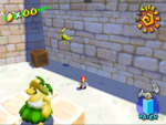A Blue Coin in Ricco Harbor in the game Super Mario Sunshine.