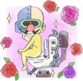 Dr. Crygor on a toilet