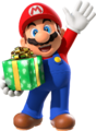 Mario holding a Christmas present (yellow button)