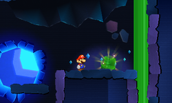 Mario near the Green Pipe scrap in Hither Thither Hill of Paper Mario: Sticker Star.