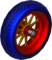 The SlimSpoke_BlueRed tires from Mario Kart Tour