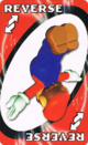The Red Reverse card from the Nintendo UNO deck (featuring Mario)