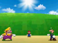 Mario, Luigi and Wario in the opening cut-scene