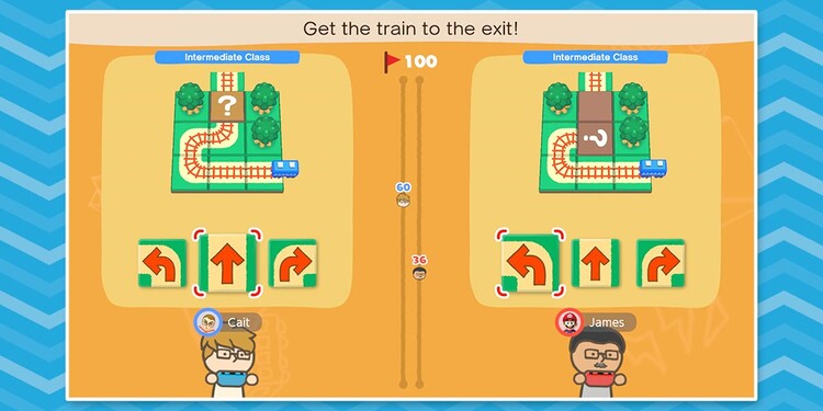 Screenshot of Big Brain Academy: Brain vs. Brain, shown alongside the first question of Nintendo Switch System Games Online Quiz