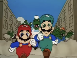 Screenshot of a scene from The Adventures of Super Mario Bros. 3 episode "Recycled Koopa" that "Stench City" plays in