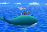Mario, Watt, and Kolorado riding on top of the whale