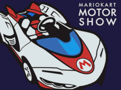 A sign of Mario Kart Motor Show in Mario Kart 8 Deluxe