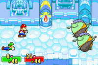 Screenshot of Luigi downed in Mario & Luigi: Superstar Saga