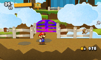 Screenshot of Whammino Mountain, from Paper Mario: Sticker Star